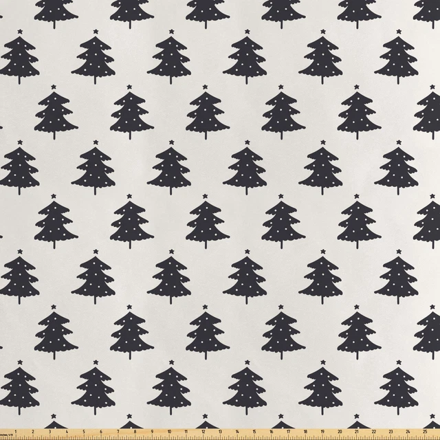 Navidad Tela por Metro Satín Abeto de la silueta del árbol