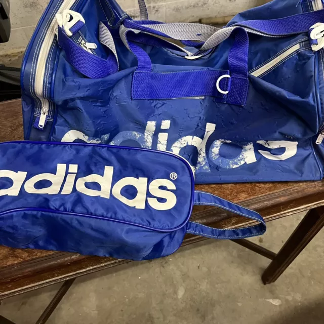 Vintage 90s ADIDAS Duffle & Shoe Bag Set Gym Travel Workout