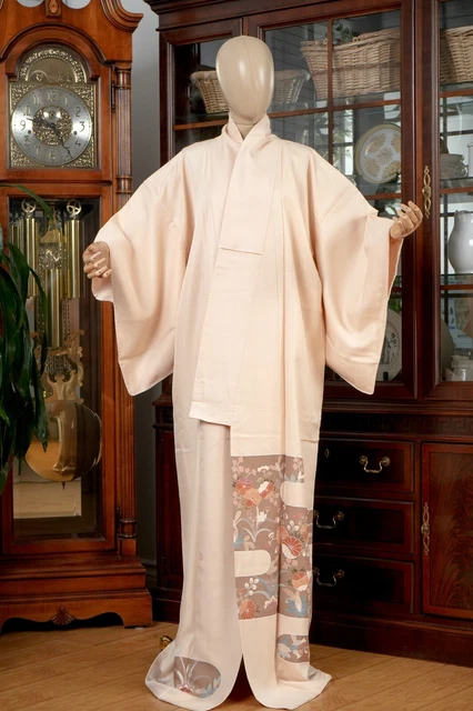 Dear Vanilla Japanese Silk Kimono Women's Robe Gown Authentic Japan Vintage Mint