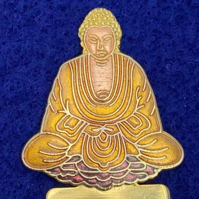 Vintage Buddah Bookmark Cloisonne Enamel Gold Tone Metal Asian Oriental