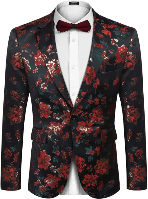 COOFANDY Mens Floral Tuxedo Jackets Paisley One Button Stylish Dinner Jacket Wed