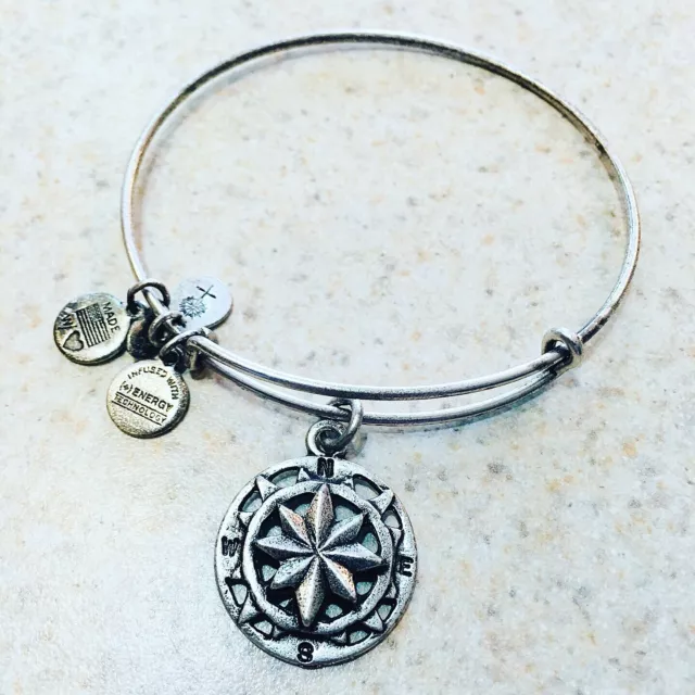 Alex And Ani  Compass Charm Silver Tone Bracelet