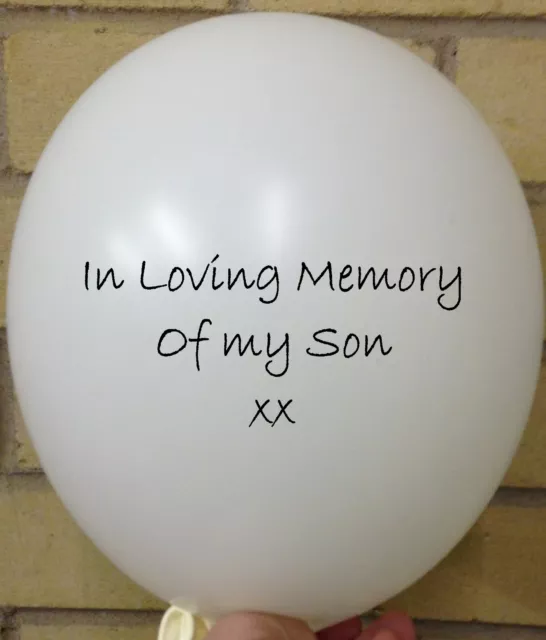 5 In Loving Memory of Son, White Rememberance, Funeral, Wake, Memorial Balloon