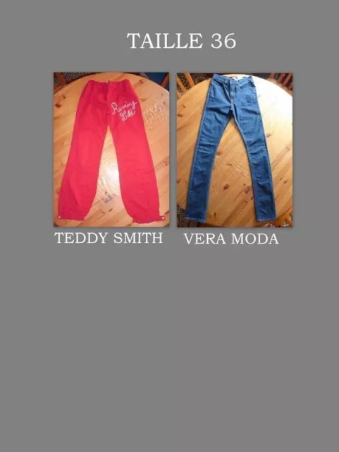 TEDDY SMITH VERO MODA  Lot  pantalon taille 36  Jeans  femme rouge très bon état