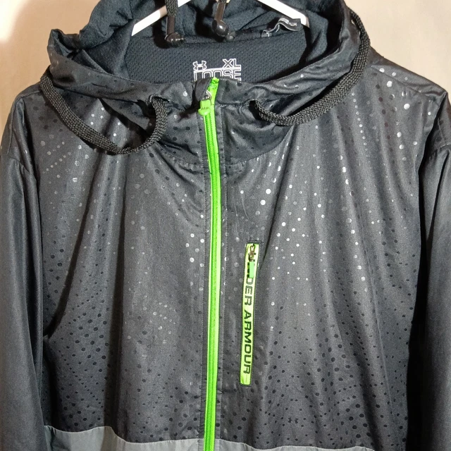 Under Armour Mens XL Loose Green Highlight Full Zip Jacket  Built In Headphones