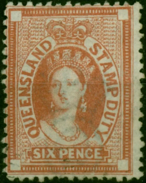 Queensland 1871 6d Red-Brown SGF17 Fine Very Lightly Used