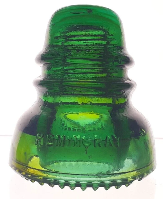 CD 152 Green Amber HEMINGRAY No. 40 Antique Glass Telegraph Insulator G9