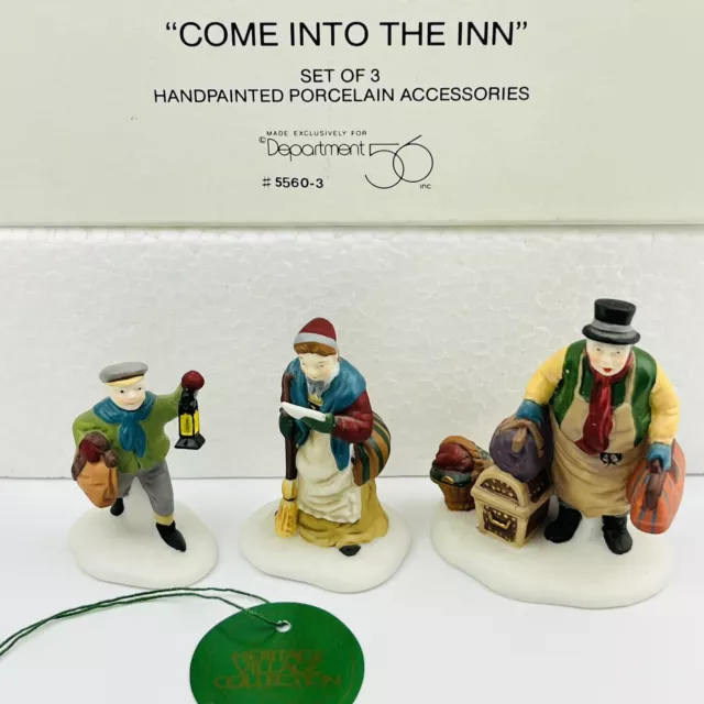 Dept 56  COME INTO THE INN Set of 3 Dickens Village Series #55603 Vintage New
