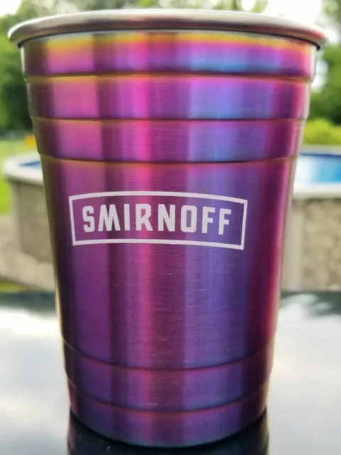 Smirnoff Vodka Rainbow Steel Metal Solo Type Cup Iridescent Tumbler HTF