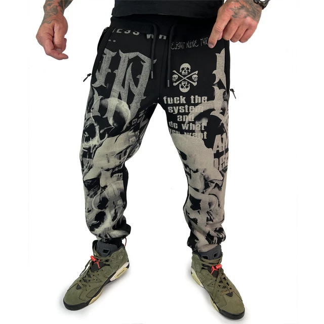Yakuza Herren Jogginghose Creepy - Bequeme Straight Fit Sweatpants Mit Vintage Print