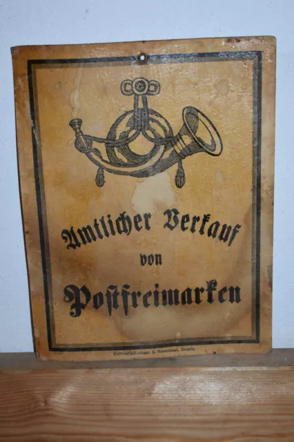 Altes Schild 30er Jahre Reichspost,Amtlicher Verkauf Von Postfreimarken.Original