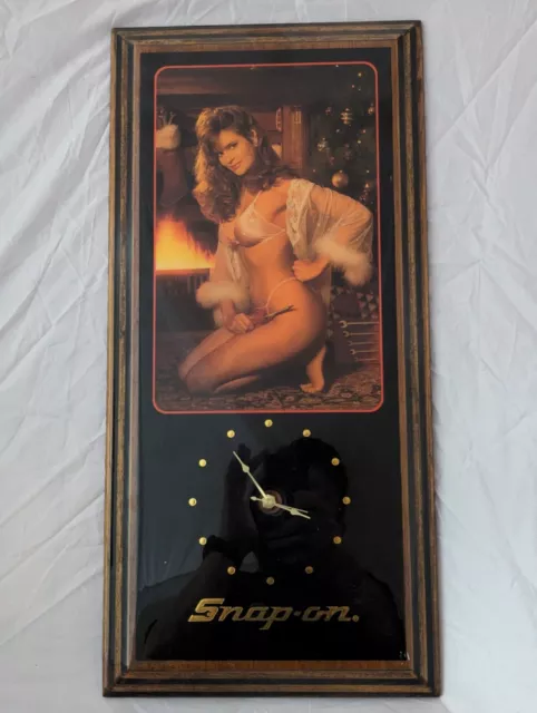 Vintage Snap On Tools Christmas Pinup Girl Lingerie Bikini Wall Clock