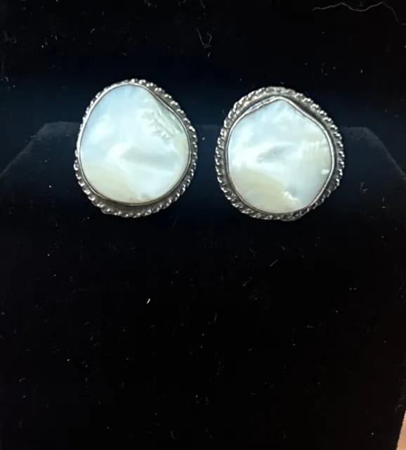 Vintage 14K White Gold Freshwater Baroque Pearl Earrings