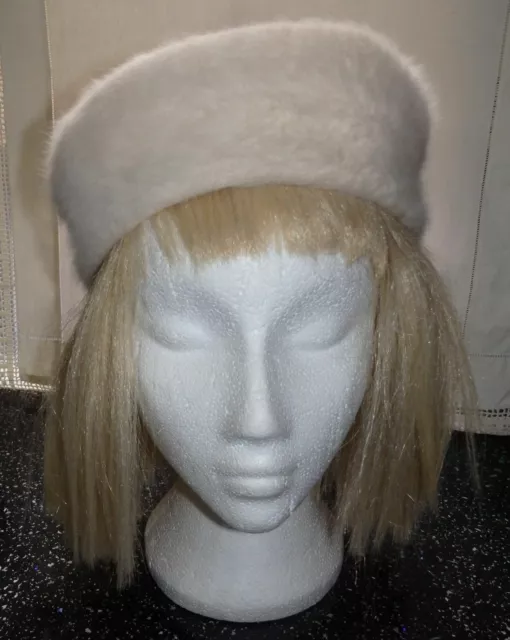 HAT BOX rabbit fur hat 54 cm (VH19) 60s 70s