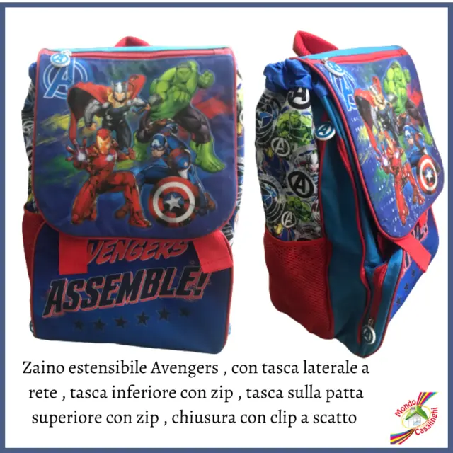 Zaino per scuola elementare bambino spiderman avengers tartarughe ninja cartell