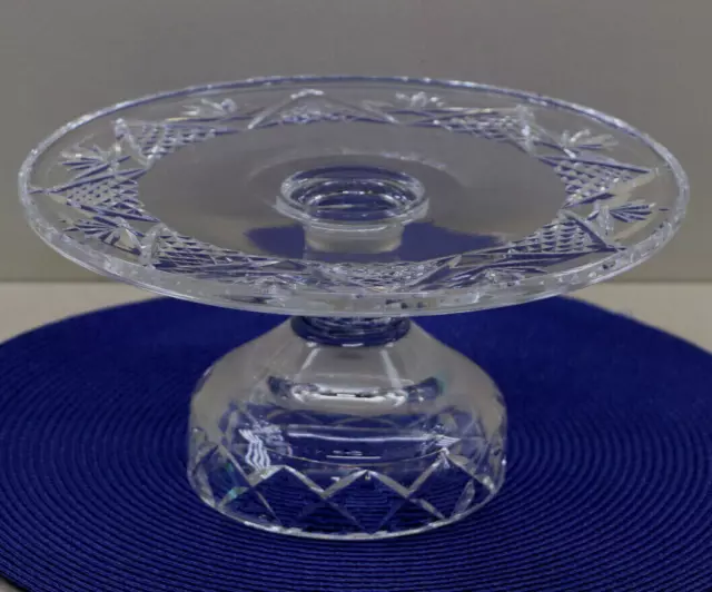 Waterford Irish Crystal Footed Cake Plate Stand 10" Wide Beautiful Signed