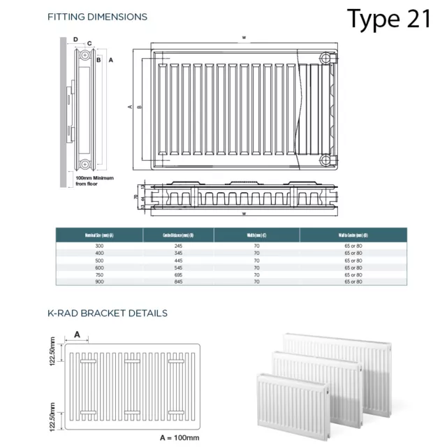 Radiator Compact Convector Gas Heater Type 11 21 22 Central Heating Kartell KRAD 3