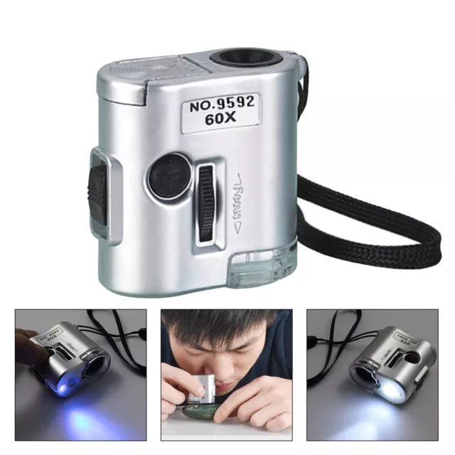 60X Fach Lupe Mikroskop Vergrösserung Juwelier Uhrmacher Glas mit LED+UV Licht
