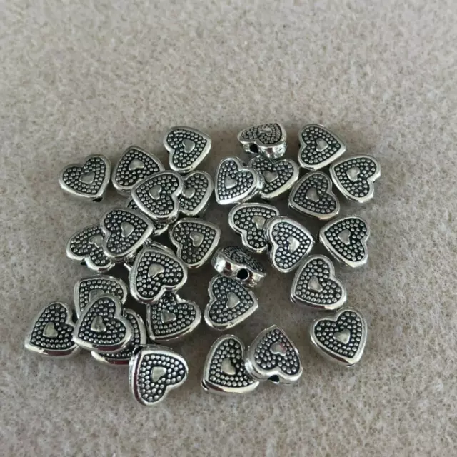 Cuentas espaciadoras estilo tibetano corazón de metal 8 mm tono plateado, fabricación de joyas, tienda del Reino Unido