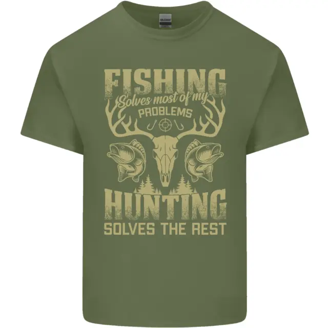 T-shirt da pesca e caccia pescatore cacciatore divertente da uomo cotone 7