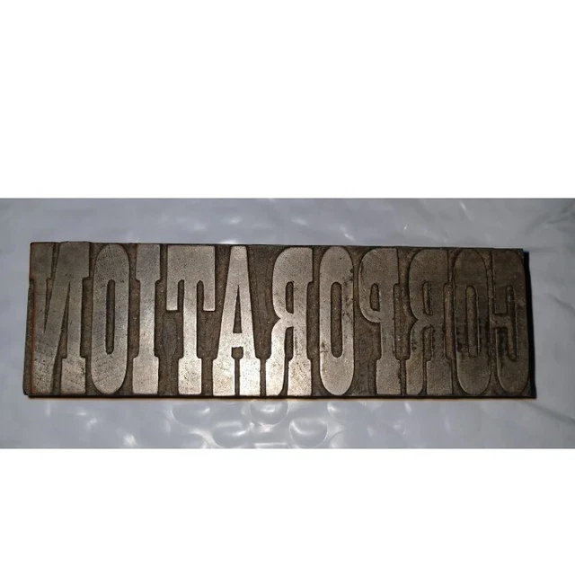 CORPORATION In Block Letters Letterpress Printers Block Vintage
