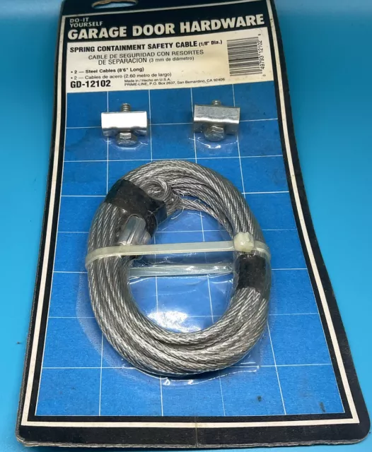 Cable De Seguridad De Contención De Resorte De Puerta De Garaje 1/8"" Dia 8' 6"" Línea Principal, Gd-12102