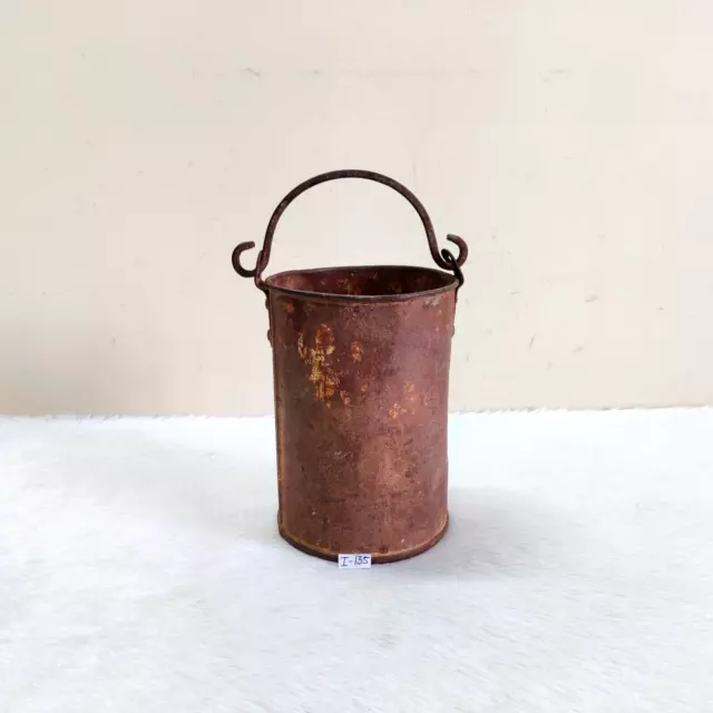 1920s Vintage Old Primitive Rusted Iron Bucket Rare Decorative Collectible I135