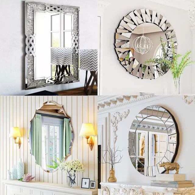 SPECCHIO DA PARETE grande specchio rotondo decorazione specchio da bagno  specchio corridoio cristallo cornice design EUR 112,69 - PicClick IT