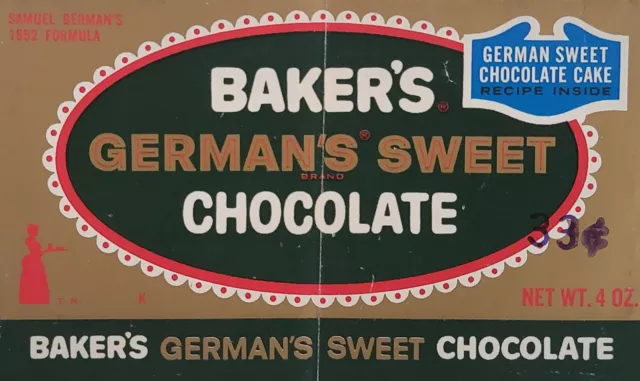 Vintage Baker's German's Chocolate Label and Recipes - Suitable for Framing