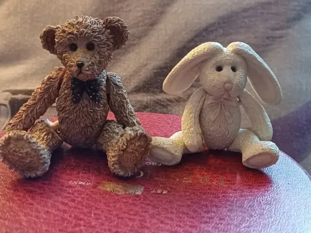 RUSS BERRIE & CO.   Fully Jointed Ceramic   RABBIT , And  TEDDY BEAR .EASTER