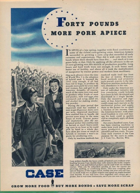 Magazine Ad - 1943 - CASE Tractors - World War 2 - (#2)