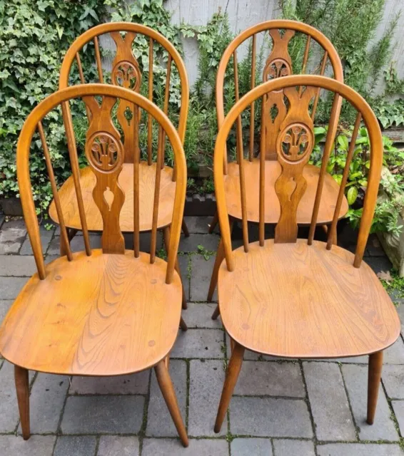 4 x Ercol Fleur De Lys Dining Chairs Golden Dawn  Gold Label