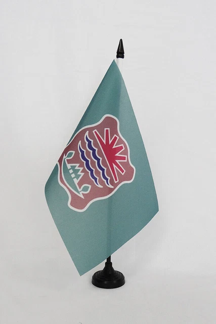 Drapeau de Table Département de la Vendée France 4'' x 6'' - Drapeau de bureau Vendée 15x10cm - Bâton et socle en plastique noir - Drapeau Département de la Vendée AZ FLAG