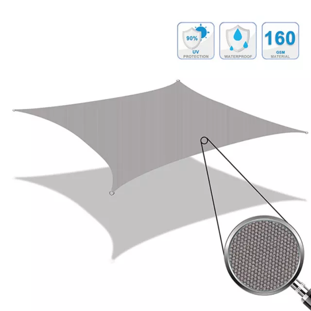 UV Square Garden Sun Shade Sail Waterproof Canopy Sunscreen Patio Awning Cover I 3