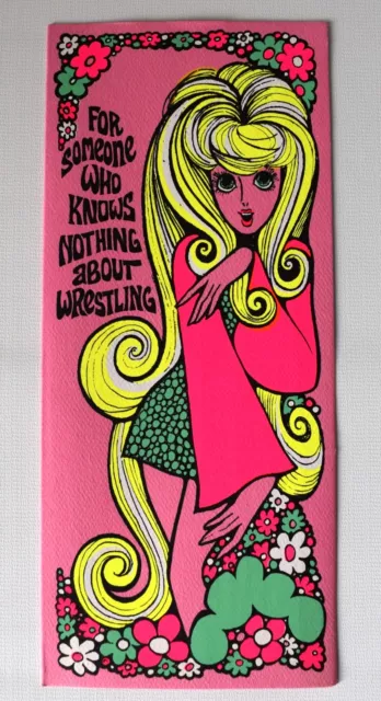 Pink Vintage 1960s/1970s Wishing Cards Blond Girl  Celebrating Love Funny Unused