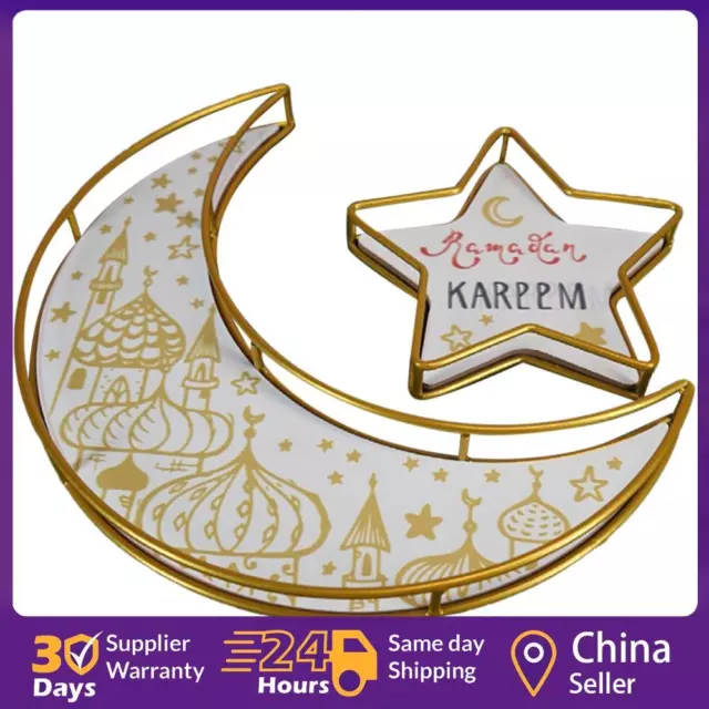 2 pz vassoi a forma di stella lunare vassoio da servizio Ramadan Eid Mubarak (oro castello) �️