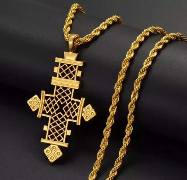 Ethiopian Eritrea Coptic Cross Gold African Christian Pendant Jewelry