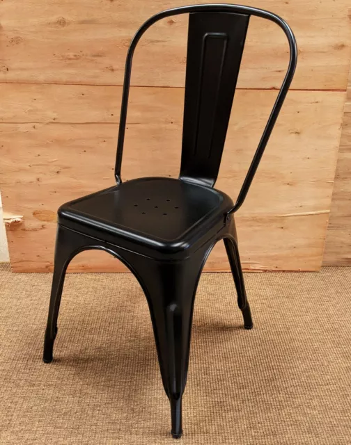 New Satin Black Tolix Metal Chair Retro Bistro Cafe Restaurant Dining Stacking