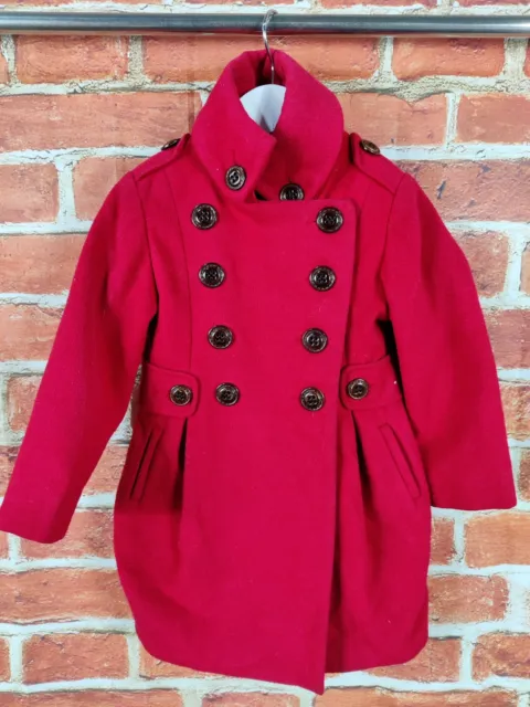 Chaqueta Abrigo Clásico De Doble Pecho Niñas Next Rojo Edad 3-4 Años Trinchera 104Cm