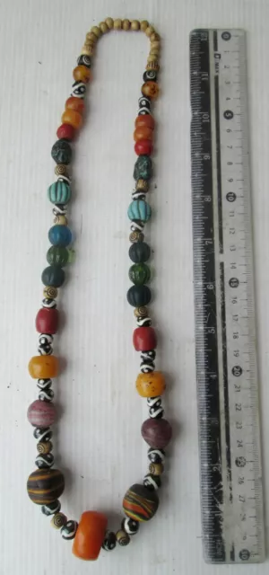 POWERFUL! Vintage Tharu Tibet Tibetan Dzi Bead & Ancient Beads Shaman Necklace