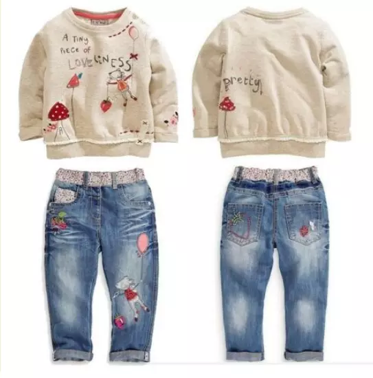 Kinder Baby Mädchen Langarm Cartoon T-shirt tops + Pants Outfits Set Kleidung