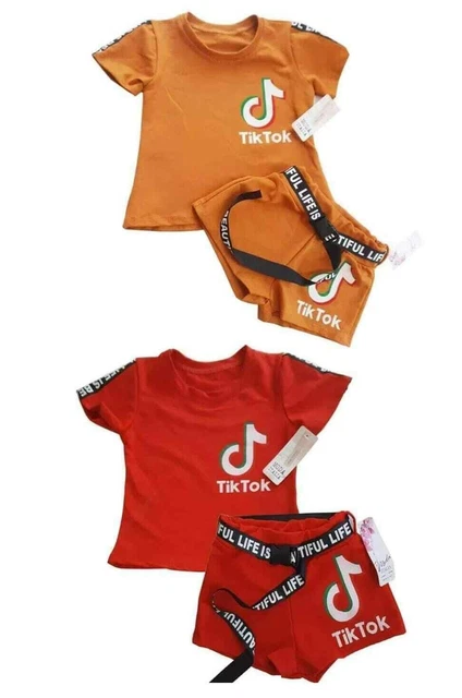 Girls Kids Mix Top Short & Skirts Set with Belt Outfits Summer 2 Piece Set New