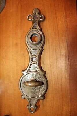 Antique Art Deco (Nouveau?) Bronze Thumb Turn Keyhole Doorknob Escutcheon  K-20
