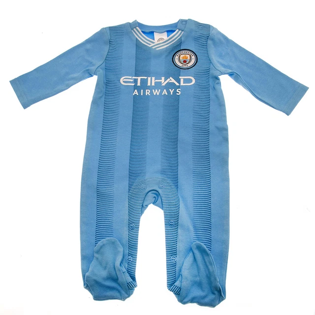 Tuta da pigiama Manchester City FC 6/9 mths ES merce ufficiale città idea regalo