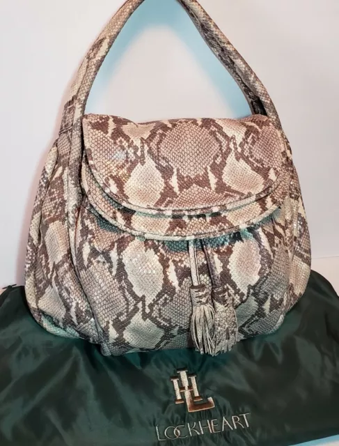 Lockheart Large Maia Snake Embossed Leather  Purse Shoulder Handbag Nwot $725