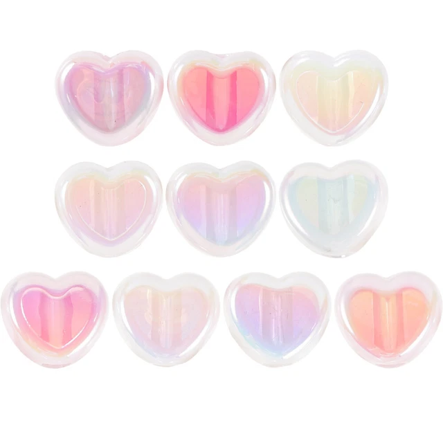 Acrylic Heart Beads 10pcs Flat Love Spacer DIY Jewelry Random Color