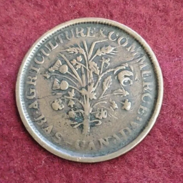 UN SOU Montreal Lower Canada Agriculture & Commerce Half Penny Token Coin  (28)