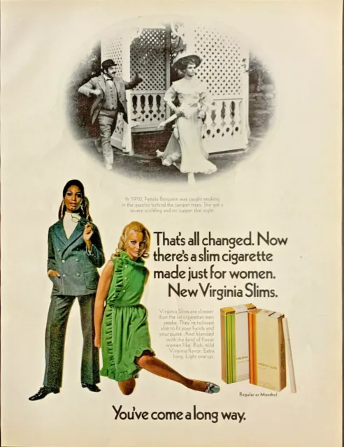 Vintage 1969 Virginia Slims You've Come A Long Way, Baby Print Ad Advertisement