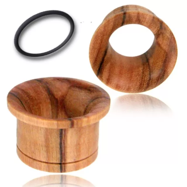 Pair Concave Single Flare Olive Wood Plugs Tunnels Gauges Gauge Organic Plug