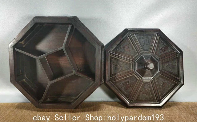 12" Collect Old Chinese Huanghuali Wood Dynasty Storage Food Fruit Box
